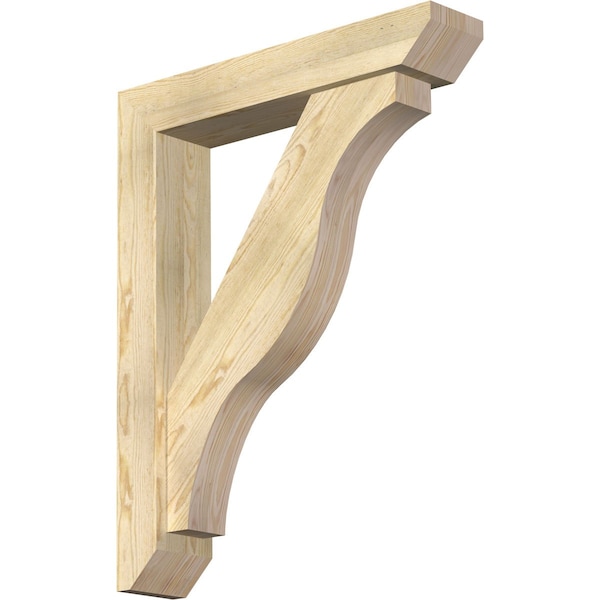 Ekena Millwork Funston Slat Rough Sawn Bracket w/ Offset Brace, Douglas Fir, 6"W x 30"D x 38"H BKT0604X30X38FST06RDF - main